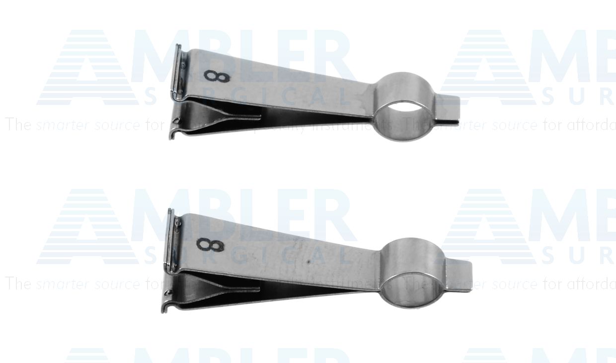 Tubal microsurgical approximator single clamps, straight jaws, for fallopian tube diameter 4.0mm, sold as a pair