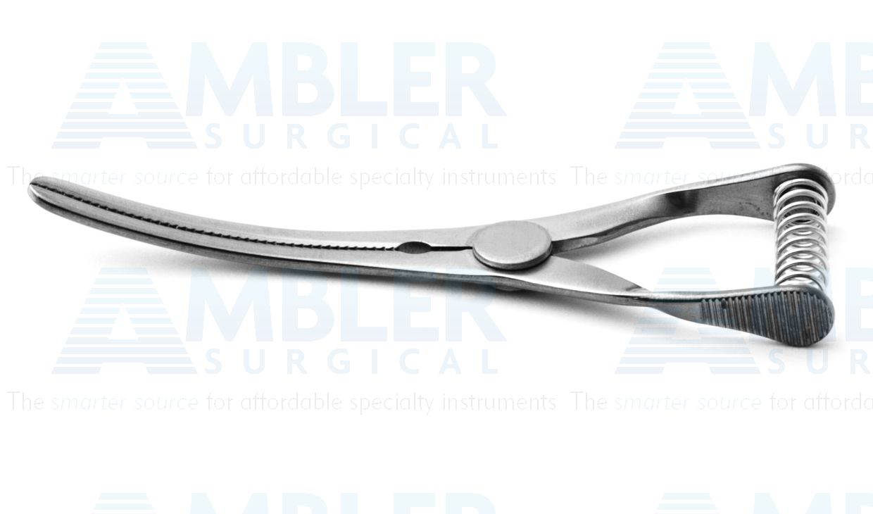 Bulldog artery clamp, 2'',slightly curved, 24.0mm atraumatic jaws, spring handle, titanium