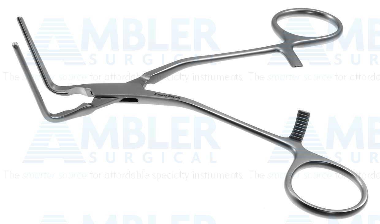 DeBakey multi-purpose clamp, 5 1/2'',angled 90º, 3.5cm long atraumatic jaws, ring handle