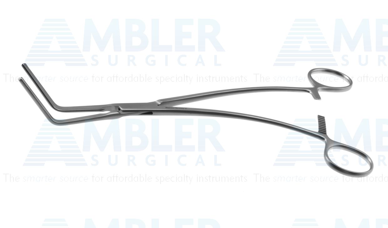 DeBakey multi-purpose clamp, 9 1/4'',angled 60º, 4.0cm long atraumatic jaws, ring handle