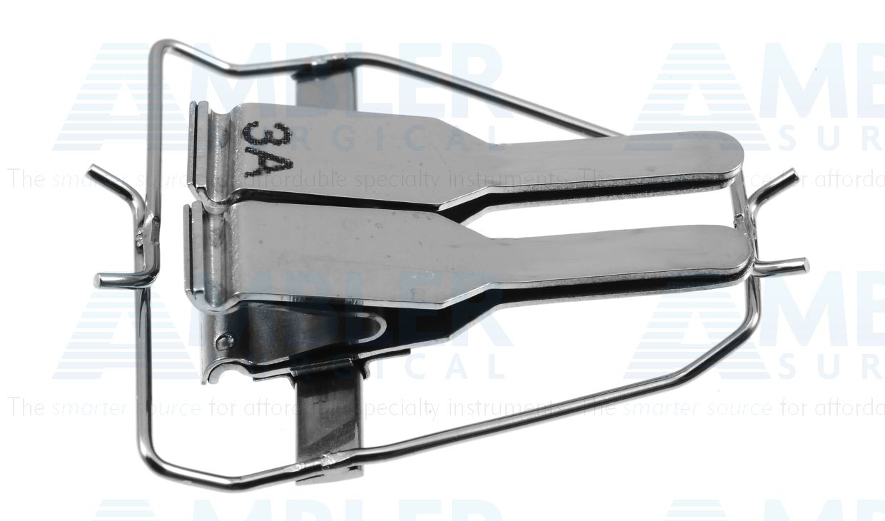 Microsurgical artery approximator clamps, with frame, straight jaws, slight incurved tips, for vein or artery diameter size 1.0mm - 2.25mm, matte finish