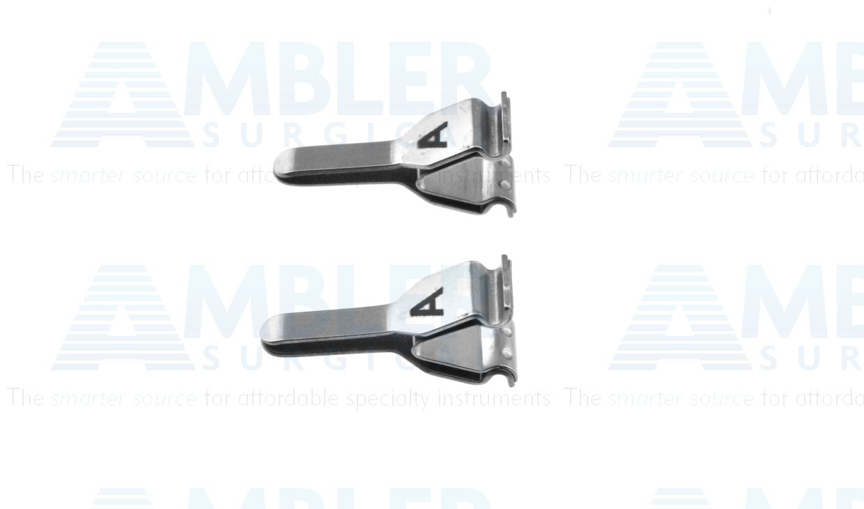 Microsurgical artery clamps single clamps, straight jaws, slight incurved tips, for vein or artery diameter size 0.6mm - 1.5mm, matte finish, sold as a pair