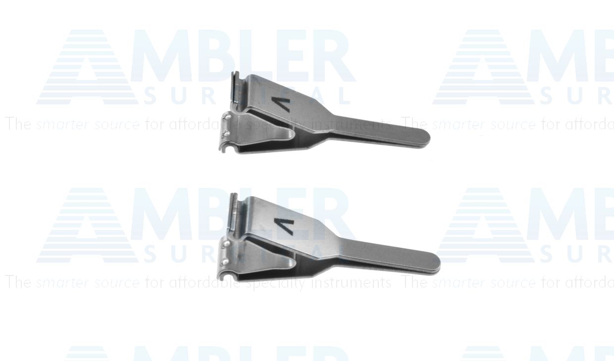 Microsurgical general purpose single clamps, straight jaws, for vein or artery diameter size 1.0mm - 2.25mm, matte finish, sold as a pair