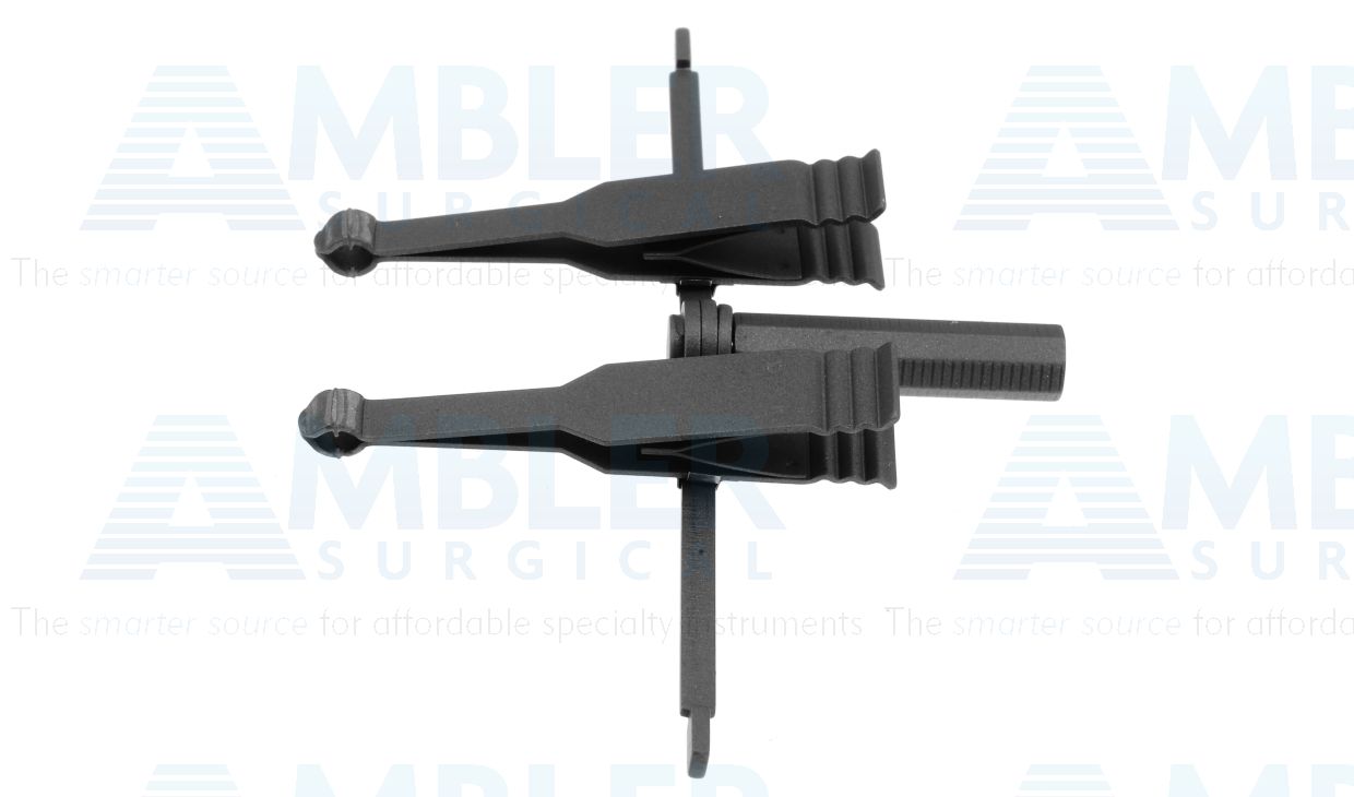 Microspike approximator clamps, 2.0mm diameter ends with 4 blunt tipped spikes, for vasovasostomy, matte finish