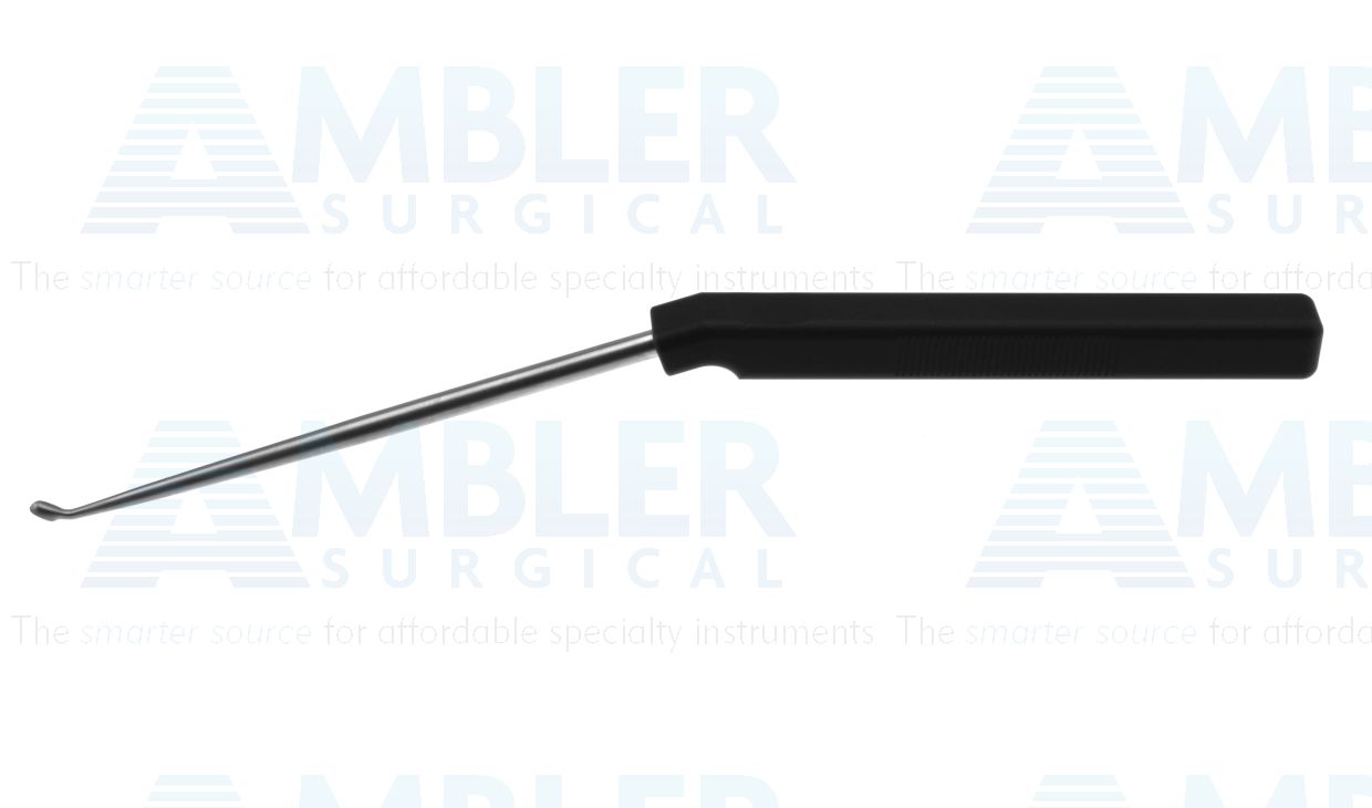 Cervical axial curette, 9'', angled shaft, low profile, reverse angled up, size #3/0 cup, square handle