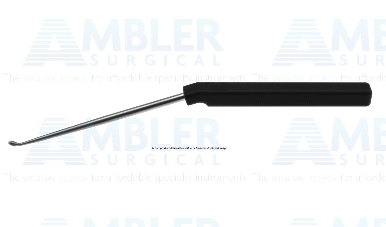 Cervical axial curette, 9'', angled shaft, low profile, reverse angled up, size #0 cup, square handle