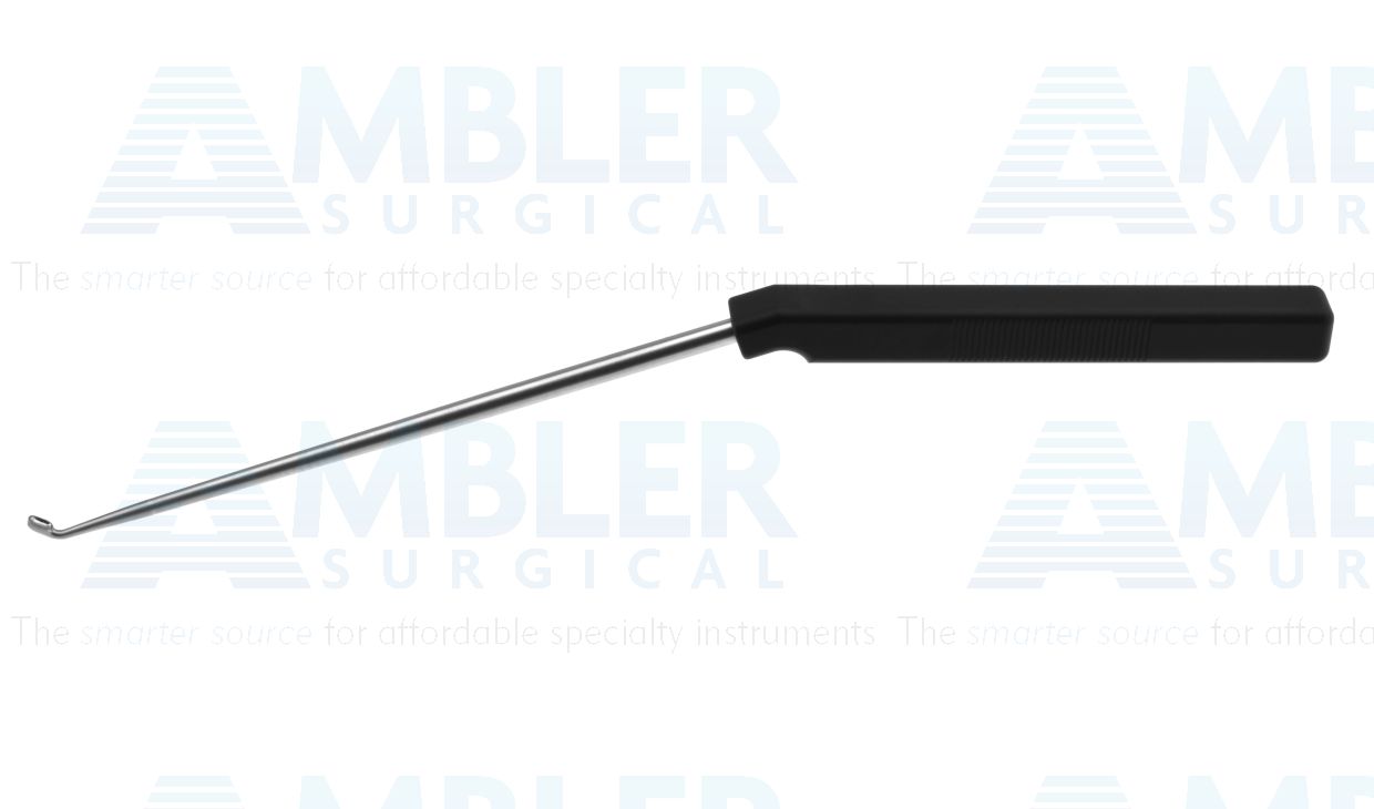 Lumbar axial curette, 10 1/4'', angled shaft, low profile, angled up, size #3/0 cup, square handle