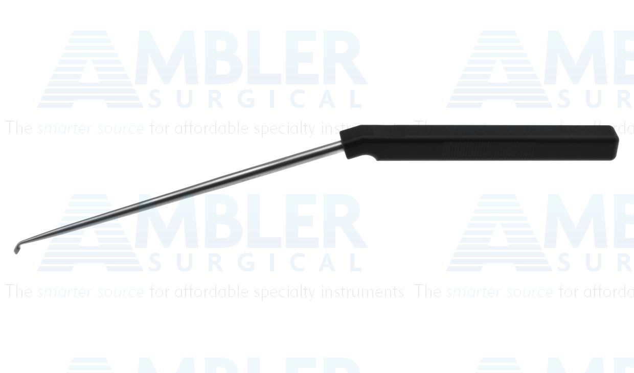 Lumbar axial curette, 10 1/4'', angled shaft, low profile, angled down, size #4/0 cup, square handle