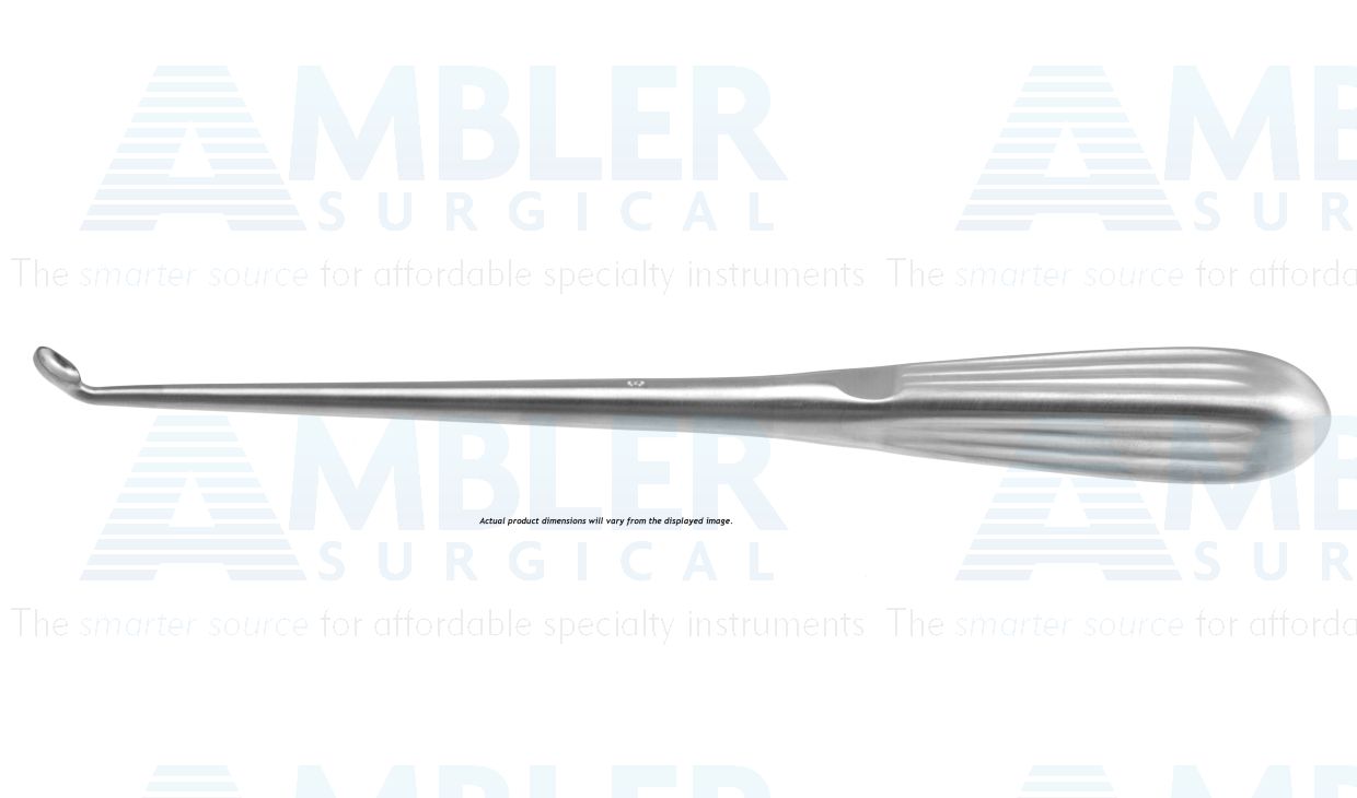 Flat back spinal fusion curette, 9'',angled, size #2 cup, brun handle