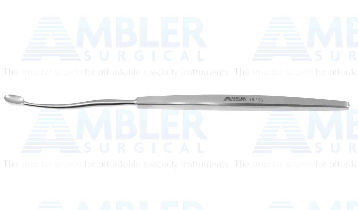 Antrum curette, 7 1/2'',slightly curved, oval 7.0mm x 11.0mm cup, flat handle