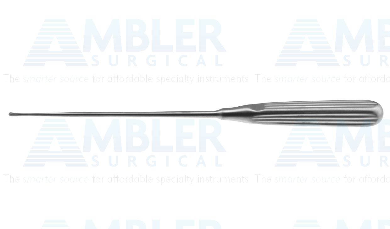 Sims uterine curette, 11'',malleable, size #3/0, curved, 4.0mm wide, sharp tip, brun handle