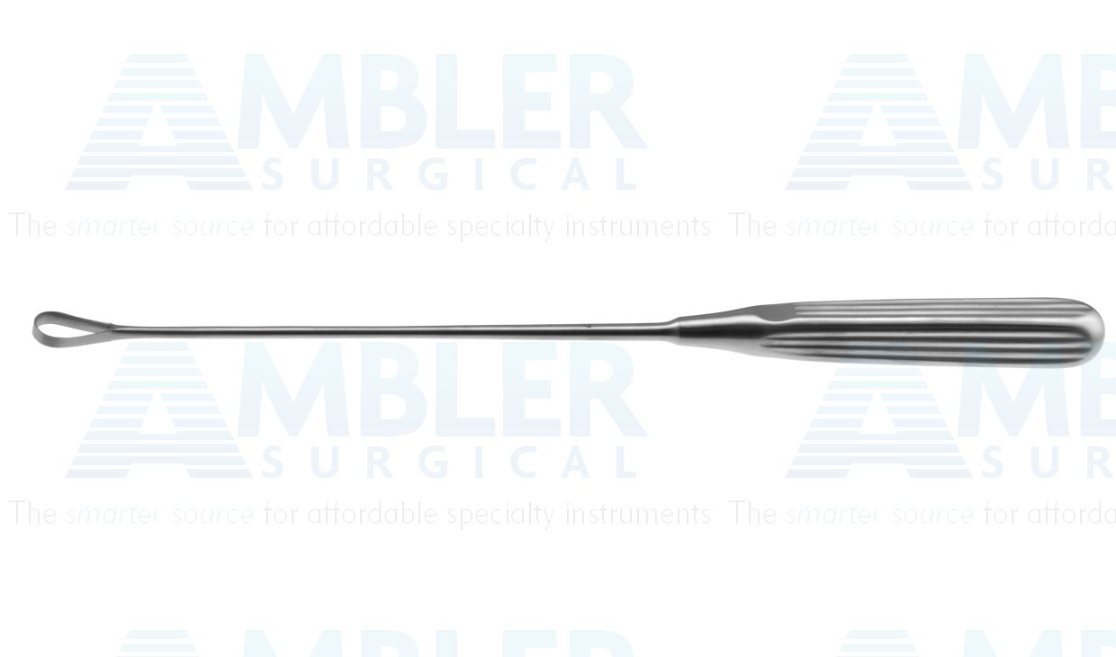 Sims uterine curette, 11'',malleable, size #4, curved, 11.0mm wide, sharp tip, brun handle