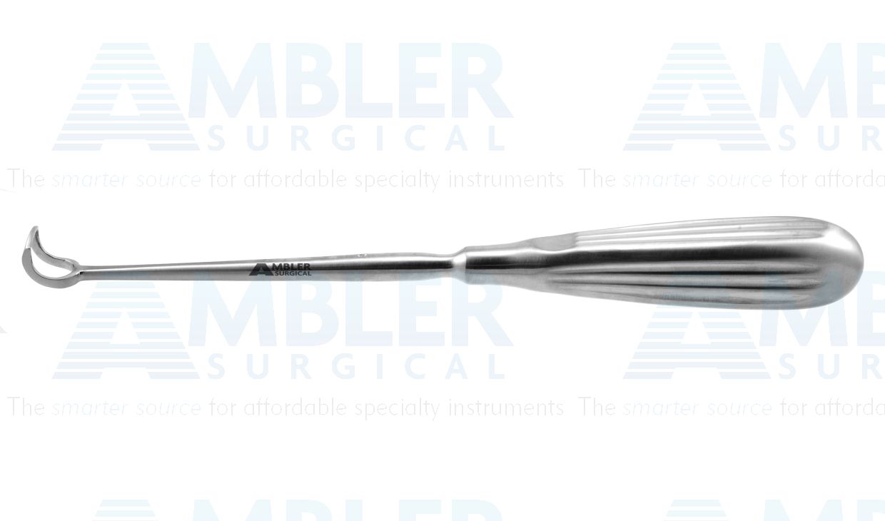 Barnhill adenoid curette, 8 3/4'',curved, size #0, 13.0mm x 14.0mm tip, 10.0mm cutting edge, brun handle