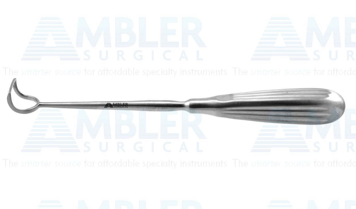Barnhill adenoid curette, 8 3/4'',curved, size #4, 21.0mm x 22.0mm tip, 18.0mm cutting edge, brun handle
