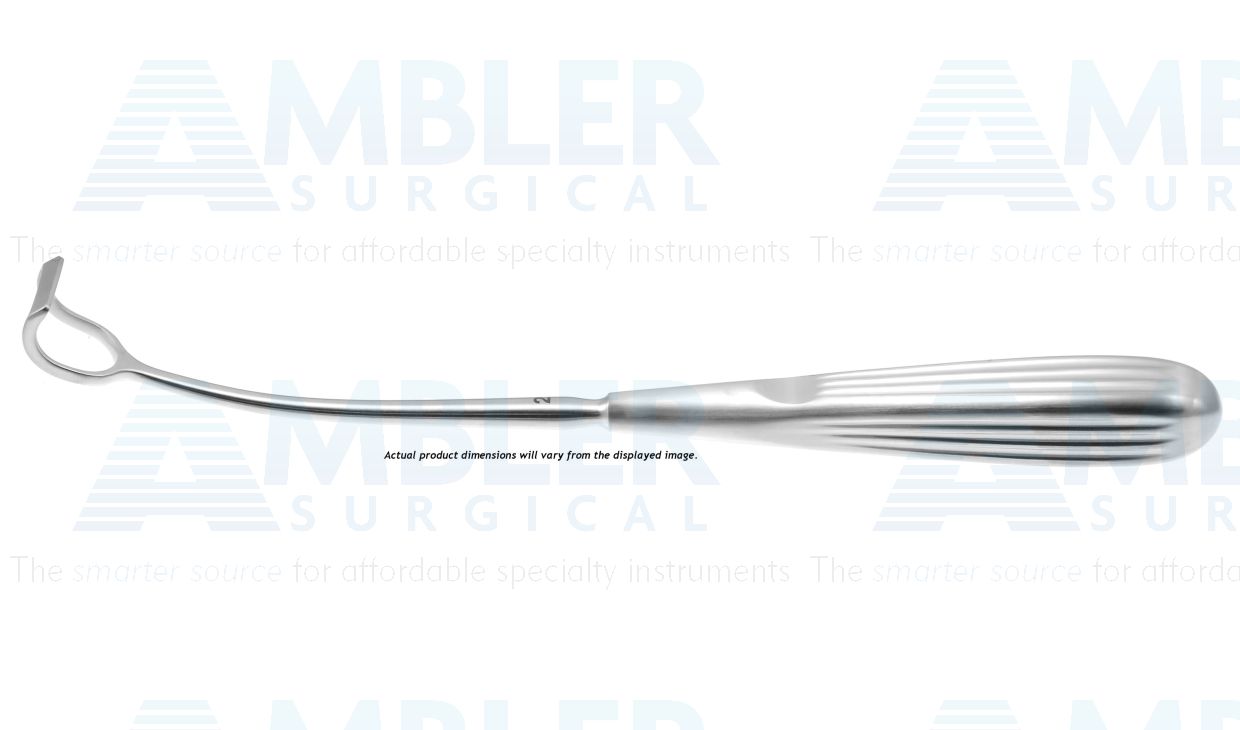 Barnhill adenoid curette, 8 1/2'',reverse curved, size #3, 19.0mm x 20.0mm tip, 16.0mm cutting edge, brun handle