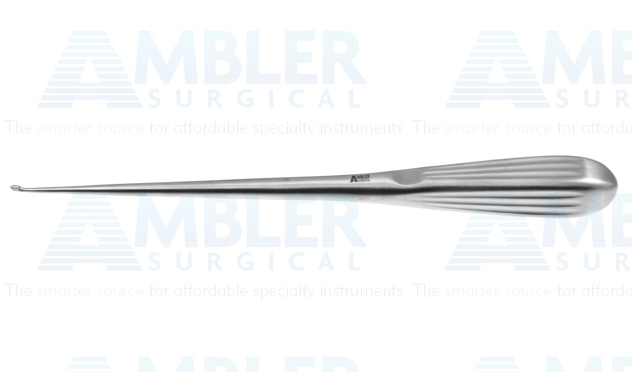 Spinal fusion curette, 9'',straight, size #4/0, oval cup, brun handle
