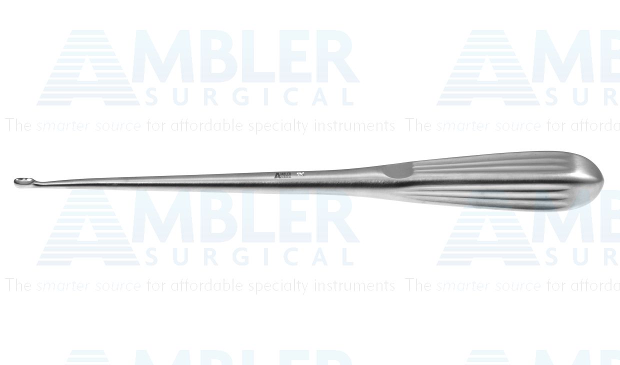 Spinal fusion curette, 9'',straight, size #2, oval cup, brun handle