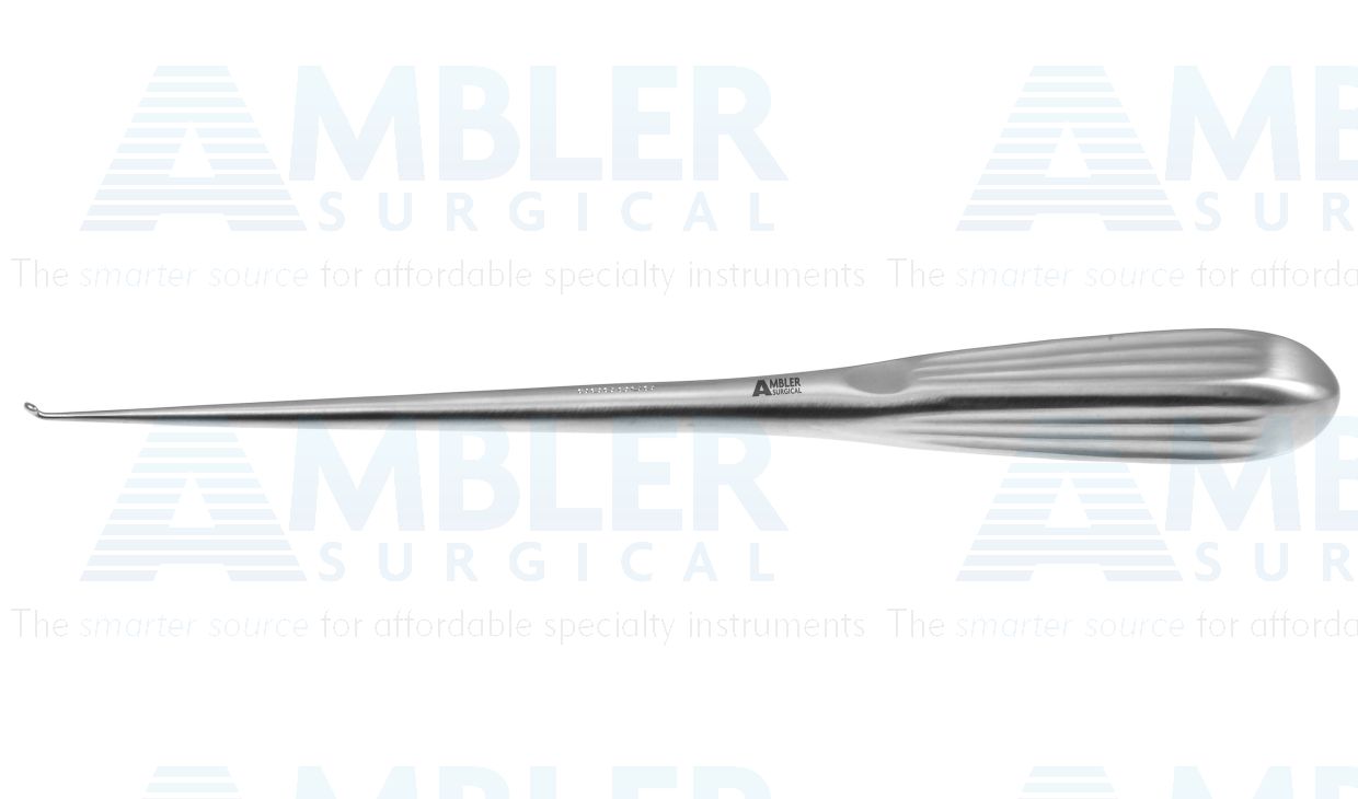 Spinal fusion curette, 9'',angled, size #6/0, oval cup, brun handle