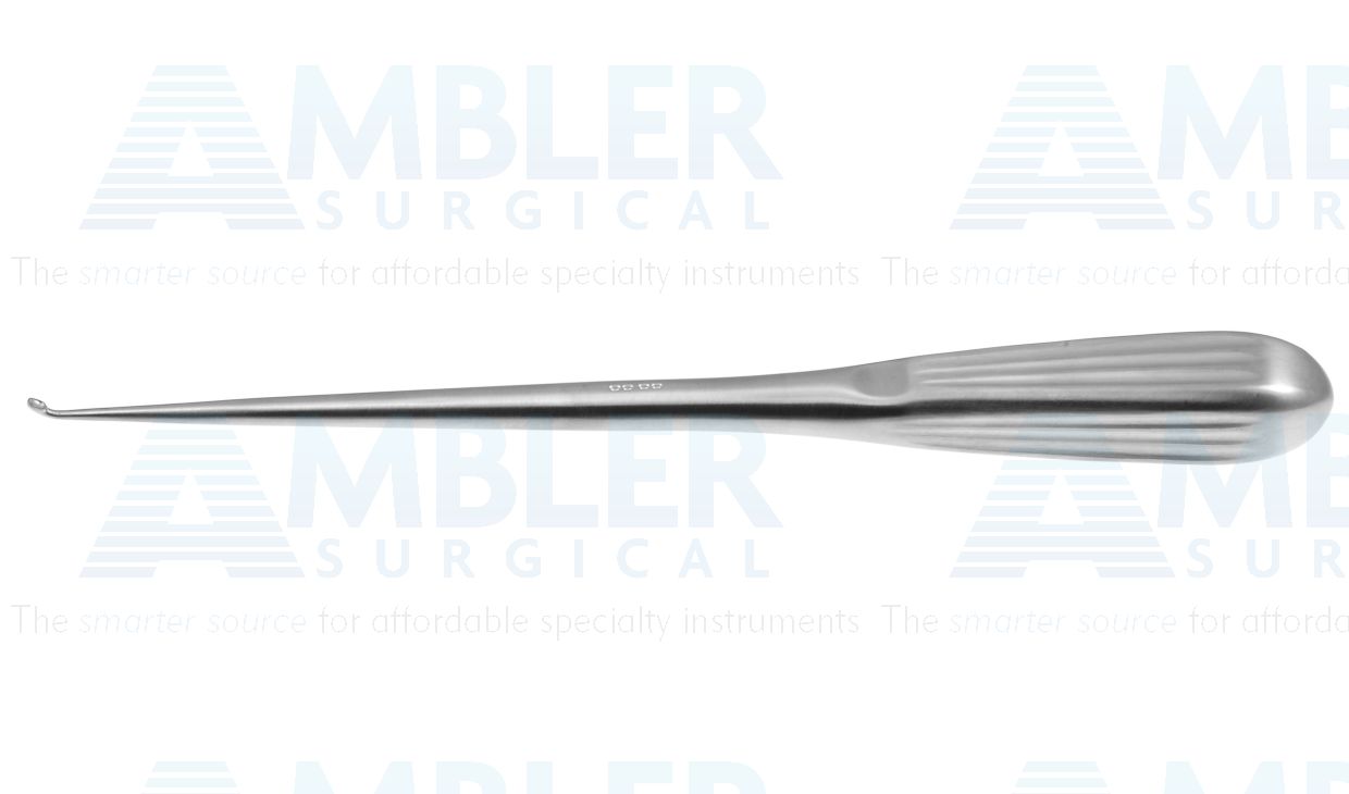 Spinal fusion curette, 9'',angled, size #4/0, oval cup, brun handle