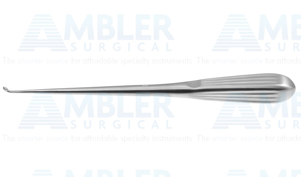 Spinal fusion curette, 9'',angled, size #2/0, oval cup, brun handle