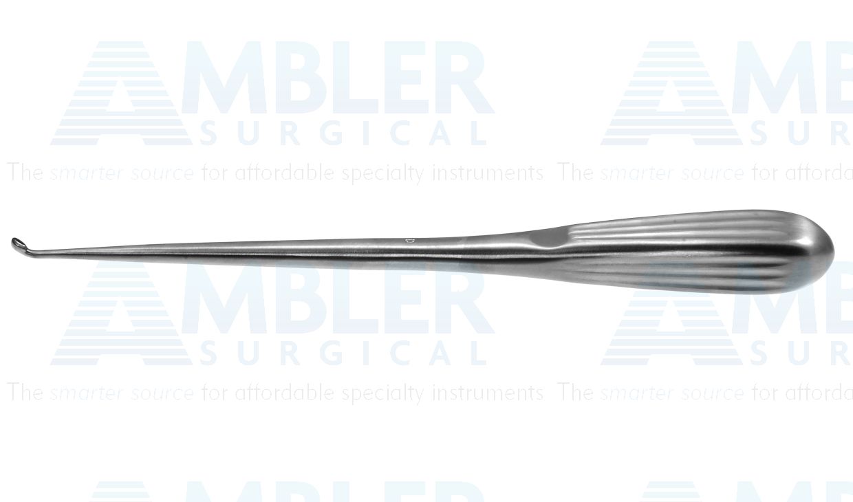 Spinal fusion curette, 9'',angled, size #0, oval cup, brun handle