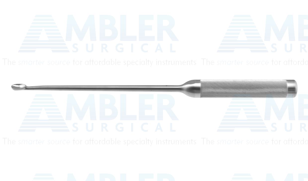 Long neck curette, 15'',straight, size #6 cup, hollow lightweight round handle