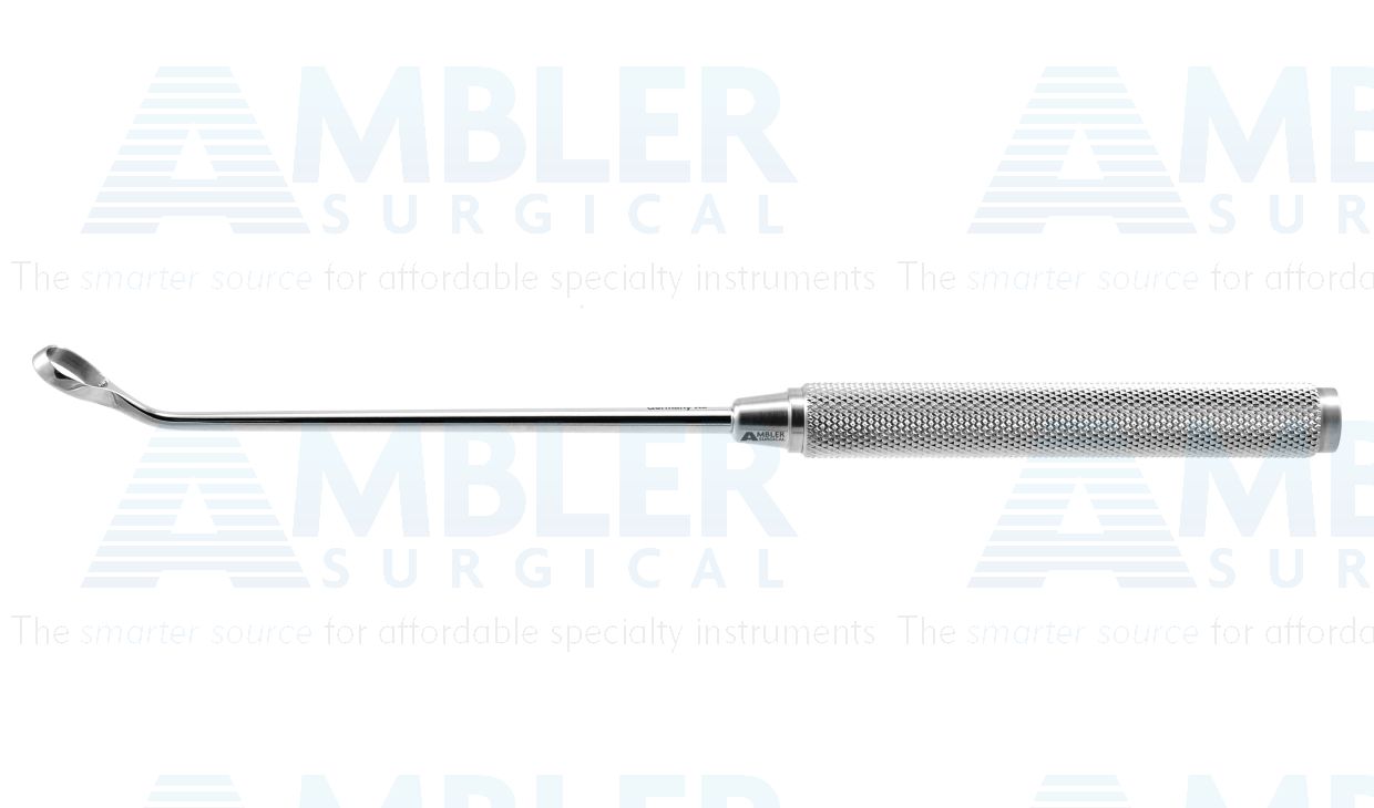Coakley antrum curette, 7'',#1, large, slightly curved, 6.0mm x 8.0mm tip, round handle