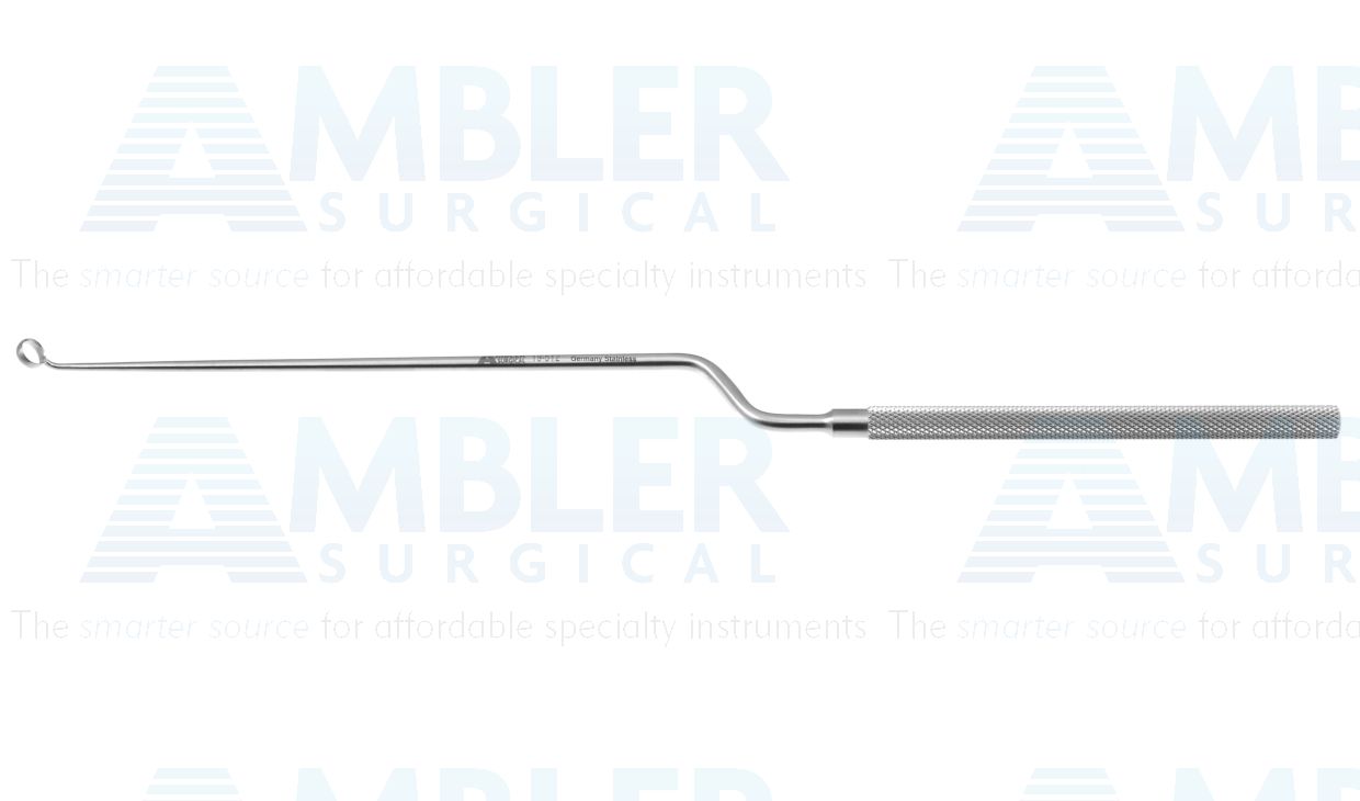 Hardy transsphenoidal curette, 9 1/2'', bayonet shaft, working length 120mm, angled 45º left 5.0mm cup, round handle