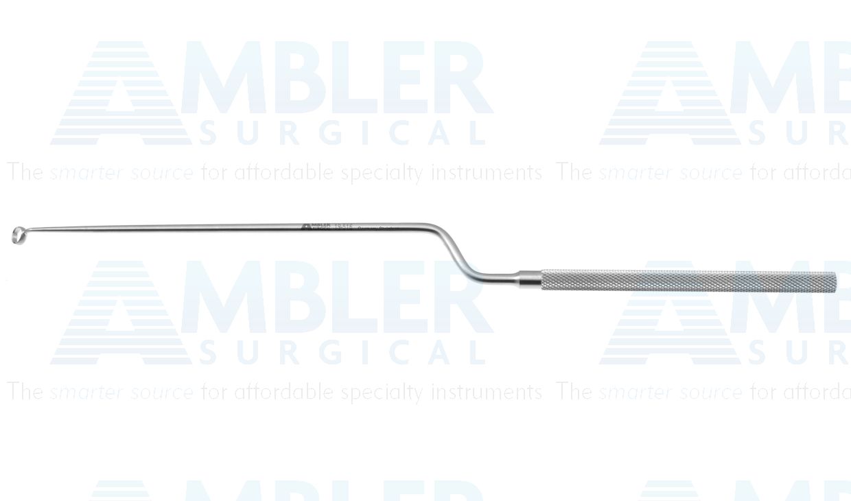 Hardy transsphenoidal curette, 9 1/2'', bayonet shaft, working length 120mm, angled 45º right 5.0mm cup, round handle