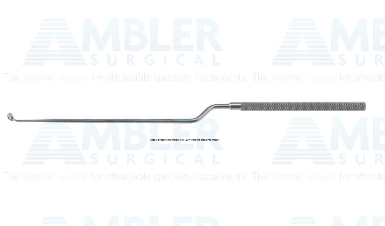 Hardy transsphenoidal curette, 9 1/2'', bayonet shaft, working length 120mm, angled 45º down 3.0mm cup, round handle