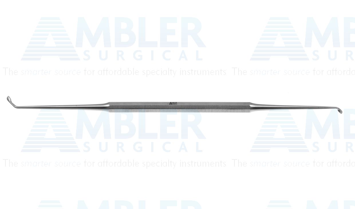 Sinus curette, double-ended, angled cups, hexagonal handle