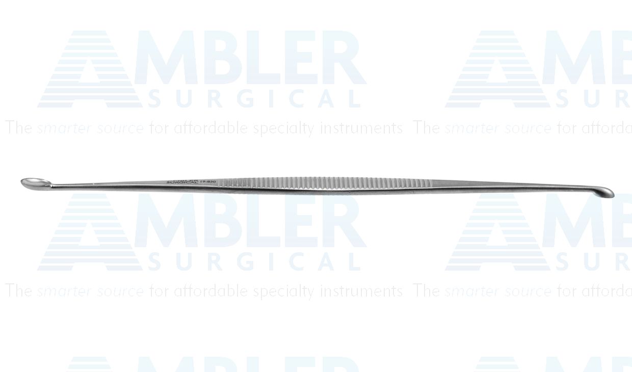 Williger bone curette, 5 1/2'', double-ended, straight, 3.0mm and 4.0mm oval cups, flat handle