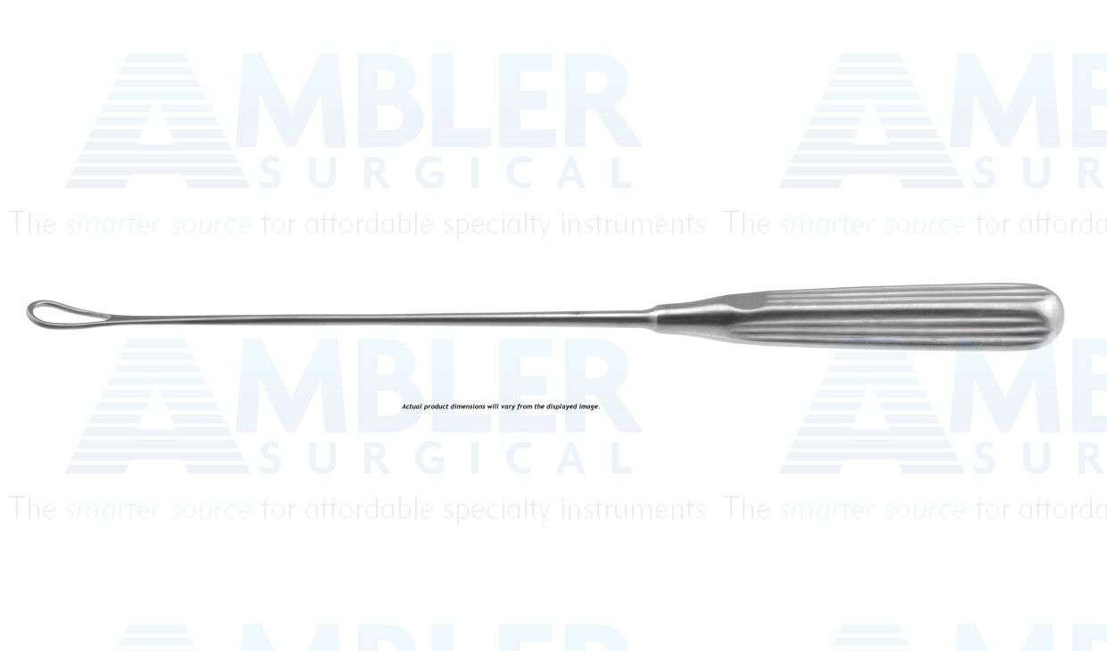 Thomas uterine curette, 11'',malleable, size #1, curved, 7.0mm wide, blunt tip, brun handle