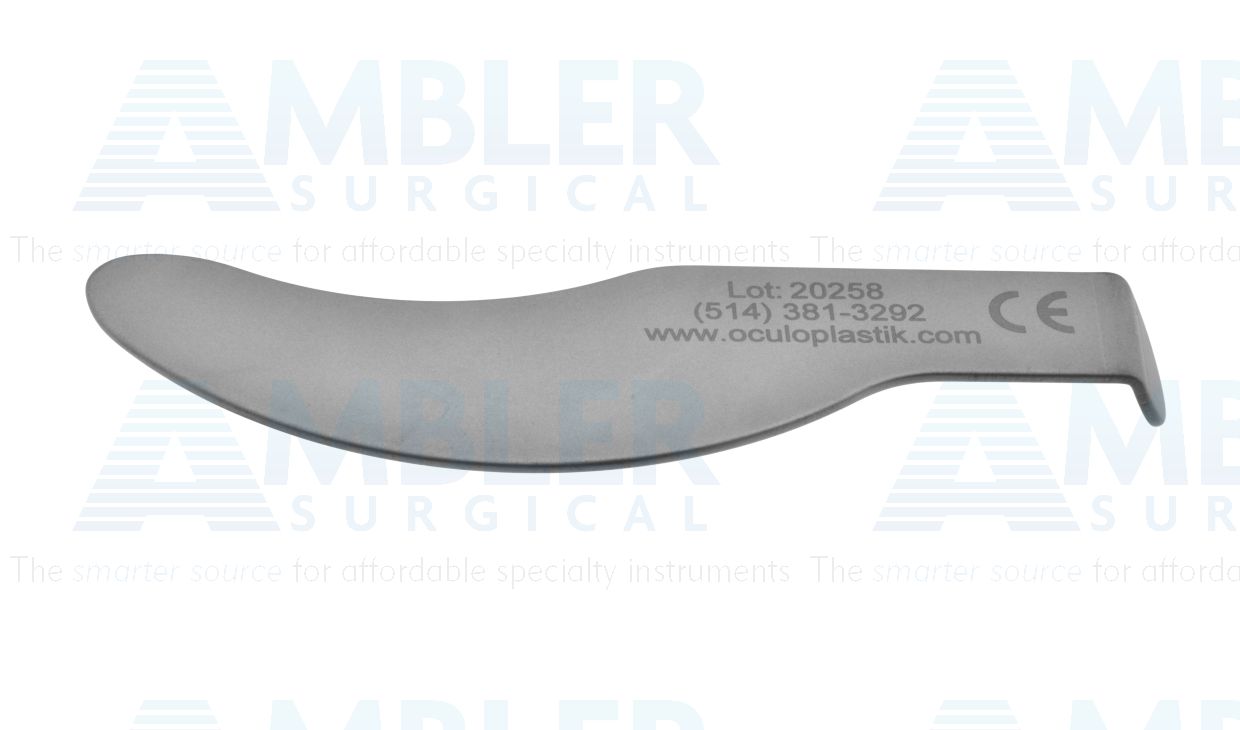 LaserSecure® Sutcliffe shield and retractor, 3 5/8'',bent version, with non-reflective exterior surface, used to shield various tissue.