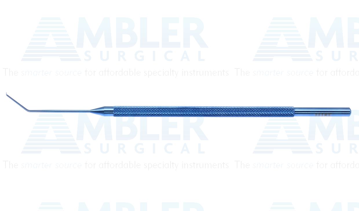 DSAEK descemet's membrane stripper, 5'',angled shaft, 11.0mm from bend to tip, angled 45º tip, round handle, titanium