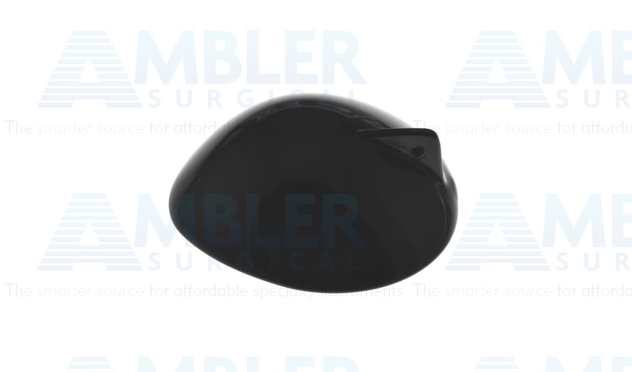Ocular protective bilateral plastic eye shield, small, 26.0mm x 23.5mm, with handle, impervious black color, not for use with laser procedures, autoclavable, sold individually