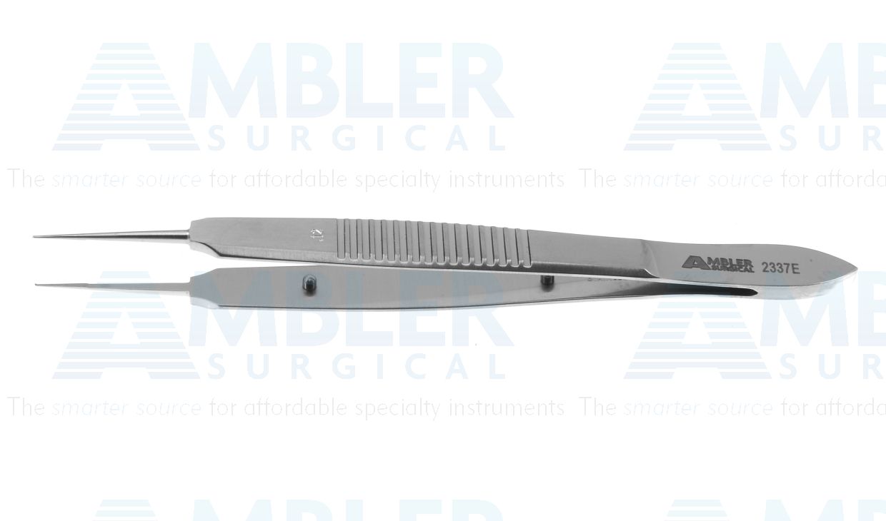 Fine-Castroviejo suturing forceps, 4 3/8'',straight shafts, 0.12mm 1x2 teeth, 6.0mm tying platforms, narrow flat handle