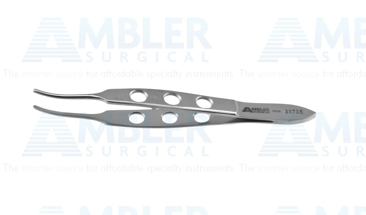 Chandler iris forceps, 2 7/8'', curved, smooth jaws, flat handle