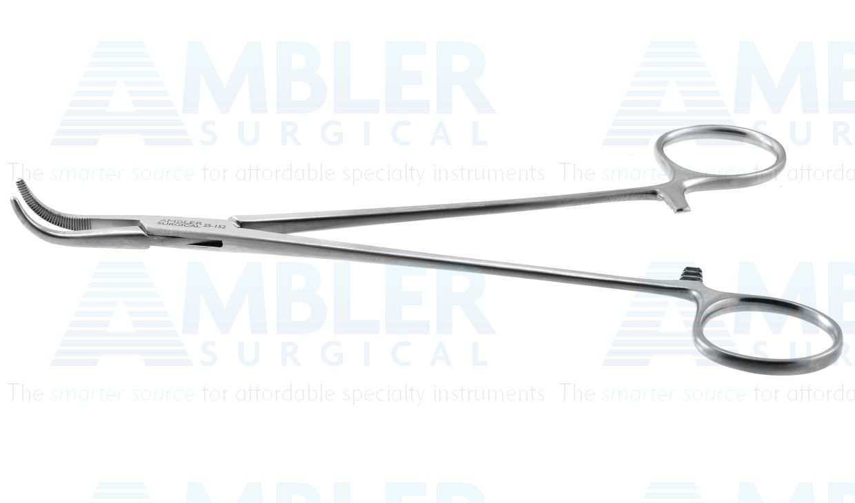Adson hemostatic forceps, 7 1/4'',curved, serrated jaws, ring handle