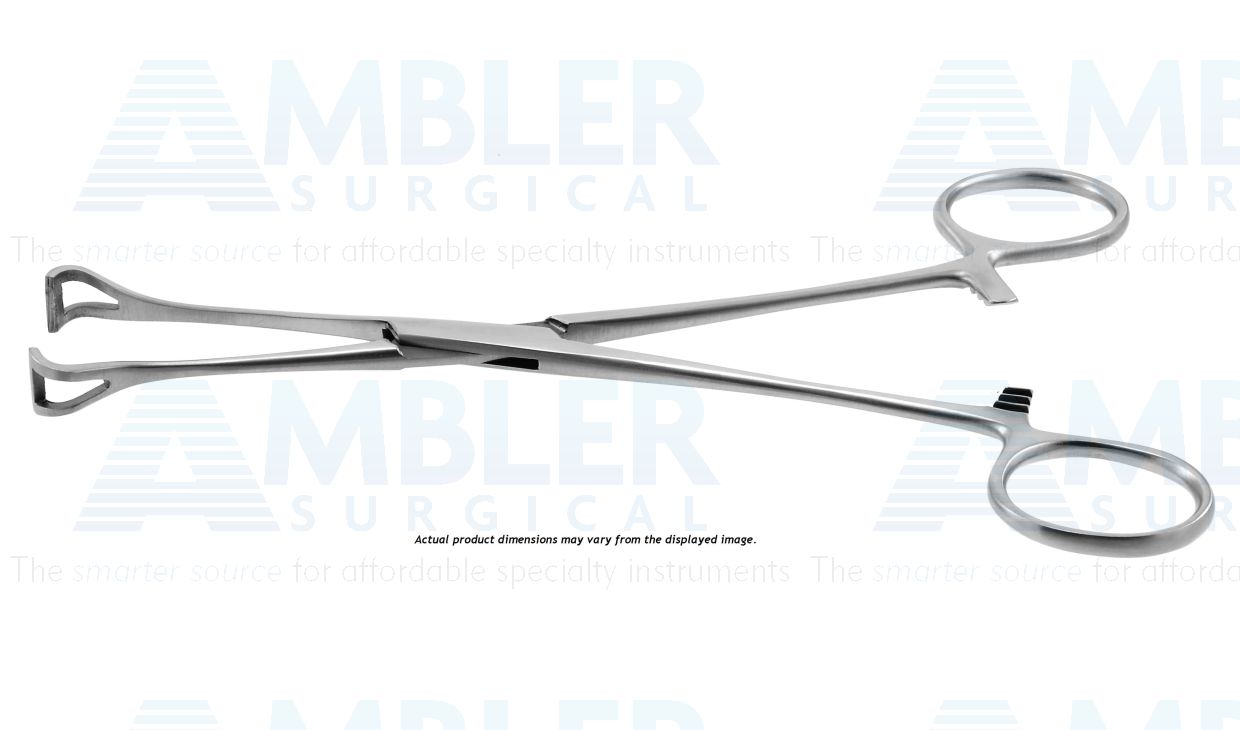 Babcock tissue holding forceps, 9'',straight, 16.0mm wide jaws, atraumatic grooves, ring handle