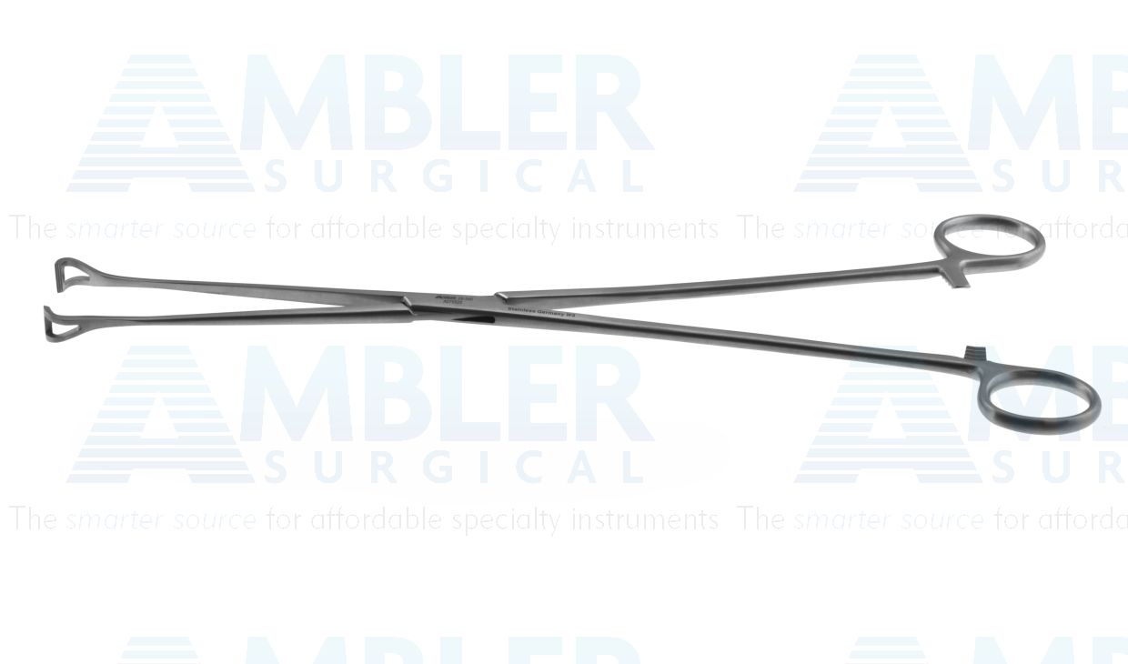 Babcock tissue holding forceps, 12'',straight, atraumatic grooves, ring handle