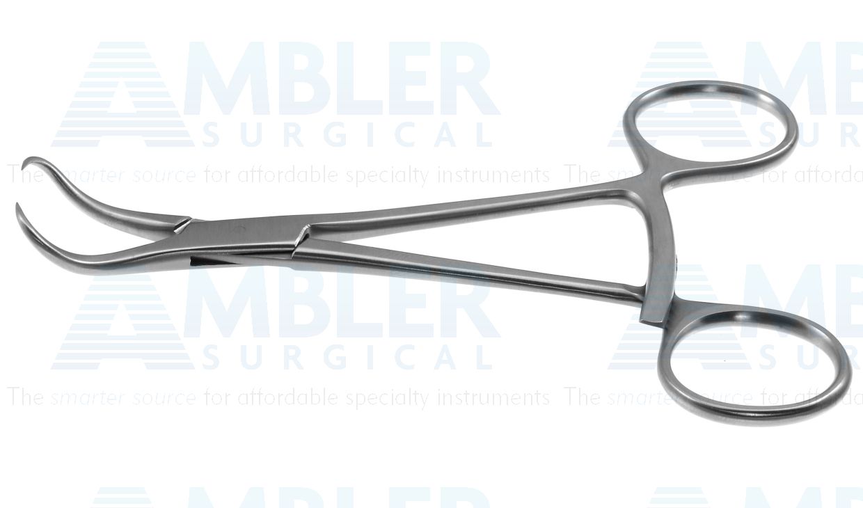 Bone reduction forceps, 5 1/4'',curved jaws, pointed tips, ring handle