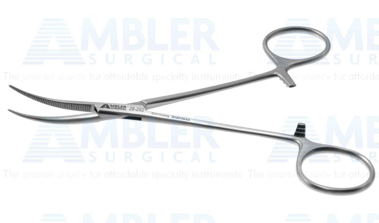 Coller-Crile artery forceps, 5 1/2'',delicate, curved, serrated jaws, ring handle