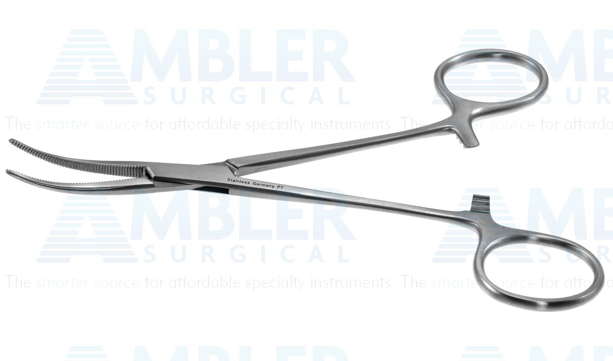 Crile micro artery forceps, 5 1/2'',delicate, curved, serrated jaws, ring handle