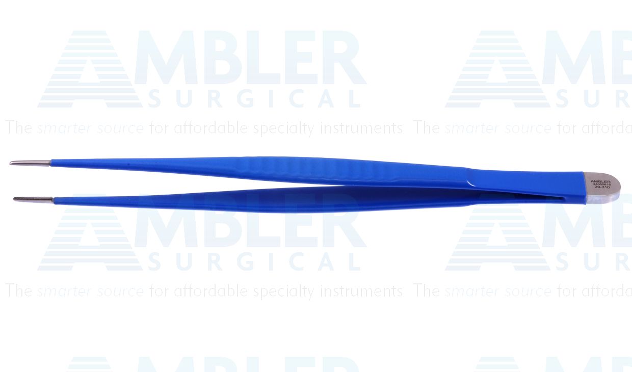 DeBakey vascular tissue forceps, 8'',delicate, straight, 1.5mm tapered atraumatic tips, insulated, flat handle