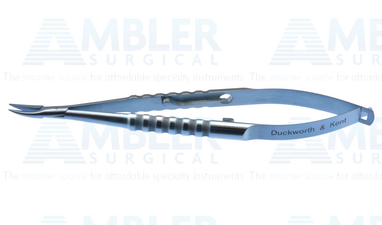 D&K needle holder, 4 3/8'',medium, curved, 9.0mm smooth jaws, round handle, with lock, titanium