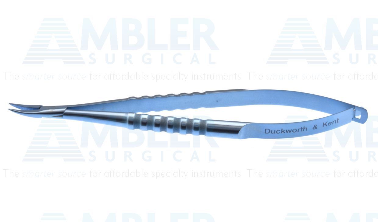 D&K needle holder, 4 3/8'',medium, curved, 9.0mm smooth jaws, round handle, without lock, titanium