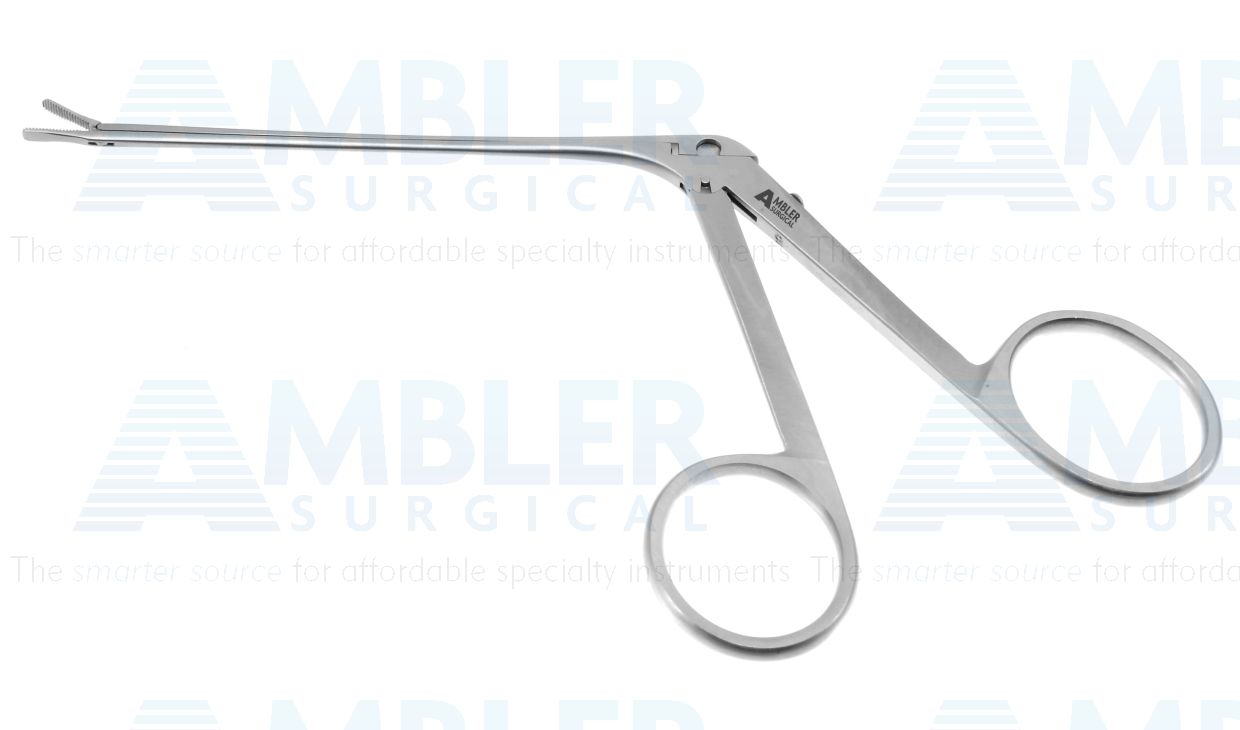 Duckbill ear forceps, 5 1/2'',working length 77.0mm, flat, 2.0mm x 8.0mm jaws (6.0mm serrated), ring handle