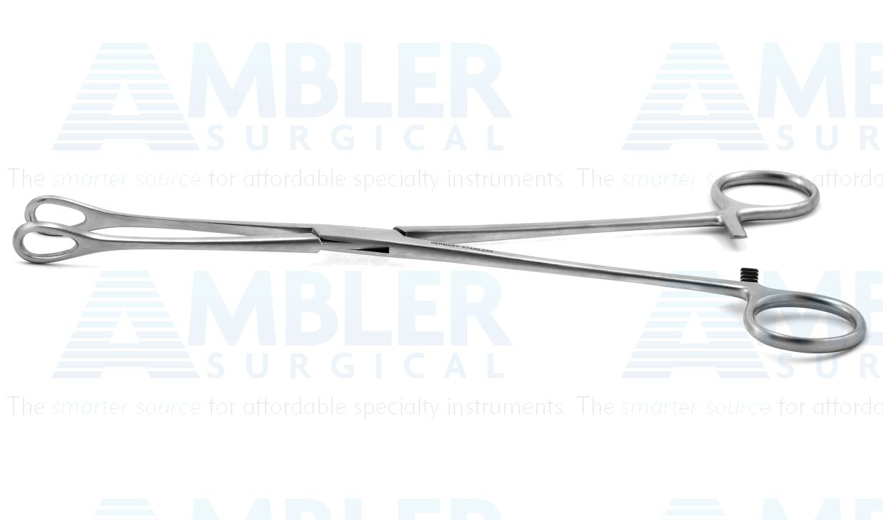 Foerster sponge forceps, 9 1/2'',straight, smooth jaws, ring handle