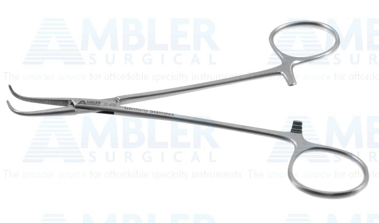 Gemini-Mixter artery forceps, 5 1/2'',delicate, fully curved, serrated jaws, ring handle